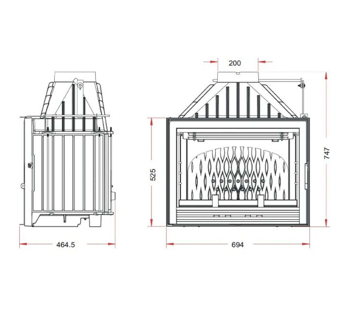 Focar din fonta 700 Compact 12kW - clapeta