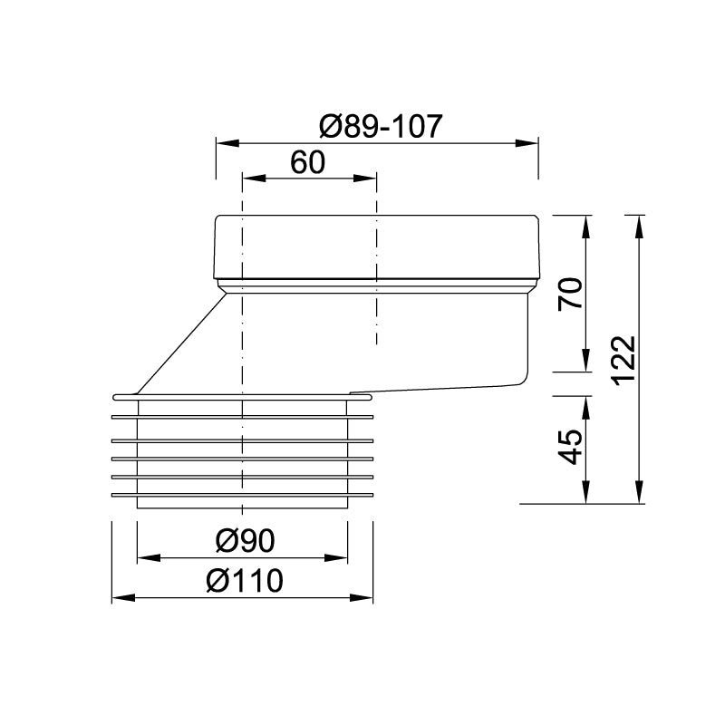 Racord WC excentric STYRON cu decalaj 60 mm