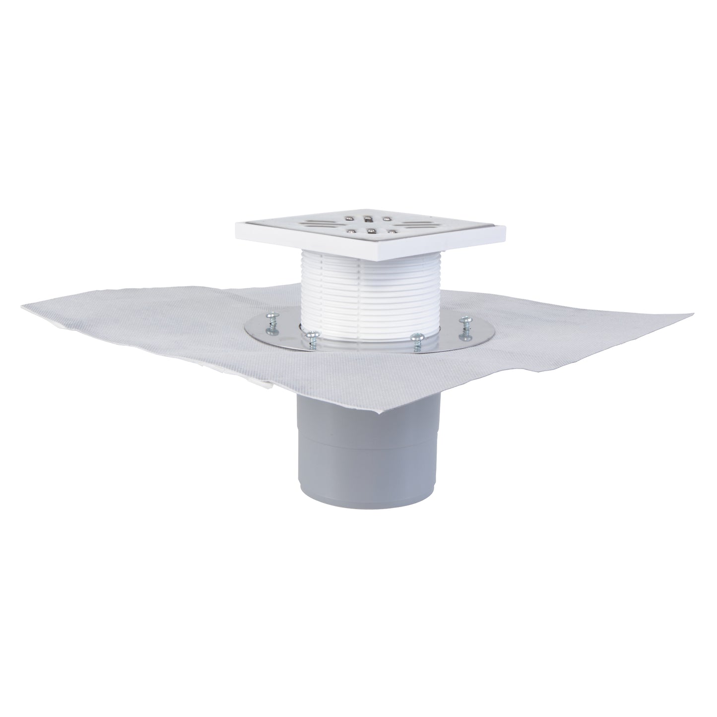 Set sifon pardoseala izolabil Styron cu iesire verticala + inaltator cu capac inox