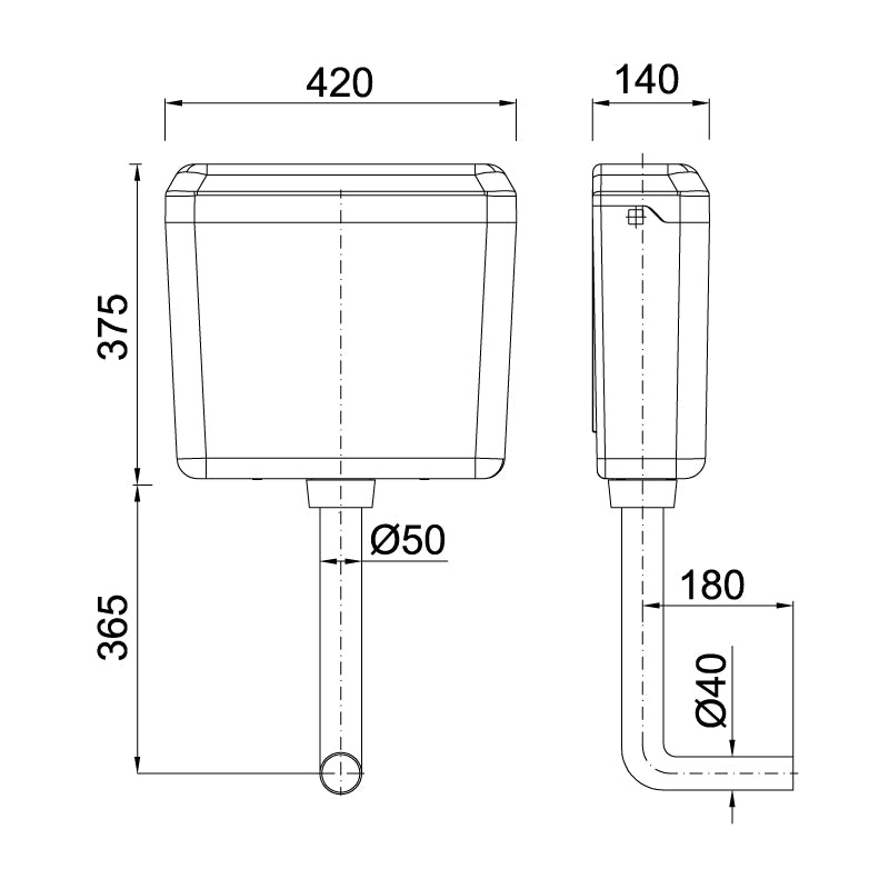 Rezervor WC la semiînălțime STYRON AQUA cu buton start-stop
