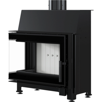 Șemineu din oţel SIMPLE S Modern 7-8kw sticla stanga fara stalp