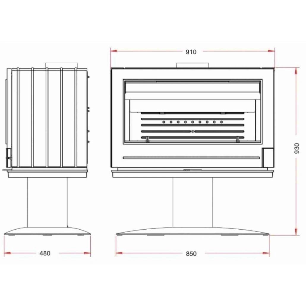 Semineu de fonta pe lemne 12-18kW Elton