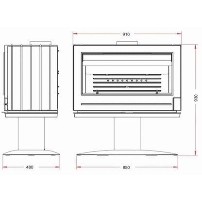 Semineu de fonta pe lemne 12-18kW Elton