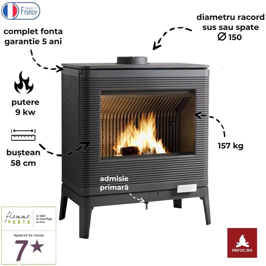 Soba de fonta pe lemne 9-13.5kW Kazan