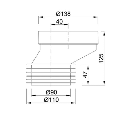 Racord WC excentric STYRON cu decalaj 40 mm