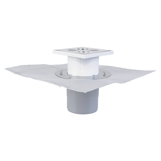 Set sifon pardoseala izolabil Styron cu iesire verticala + inaltator cu capac inox