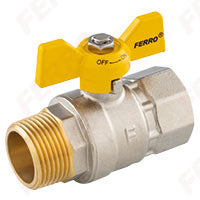 Robinet cu bila interior-exterior pentru gaz cu maner tip fluture EFFEBI Italy