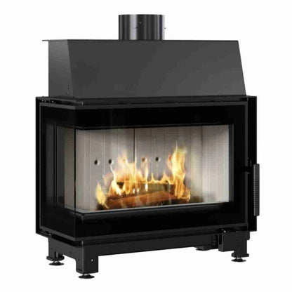 Șemineu din oţel SIMPLE S Modern 7-8kw sticla stanga fara stalp